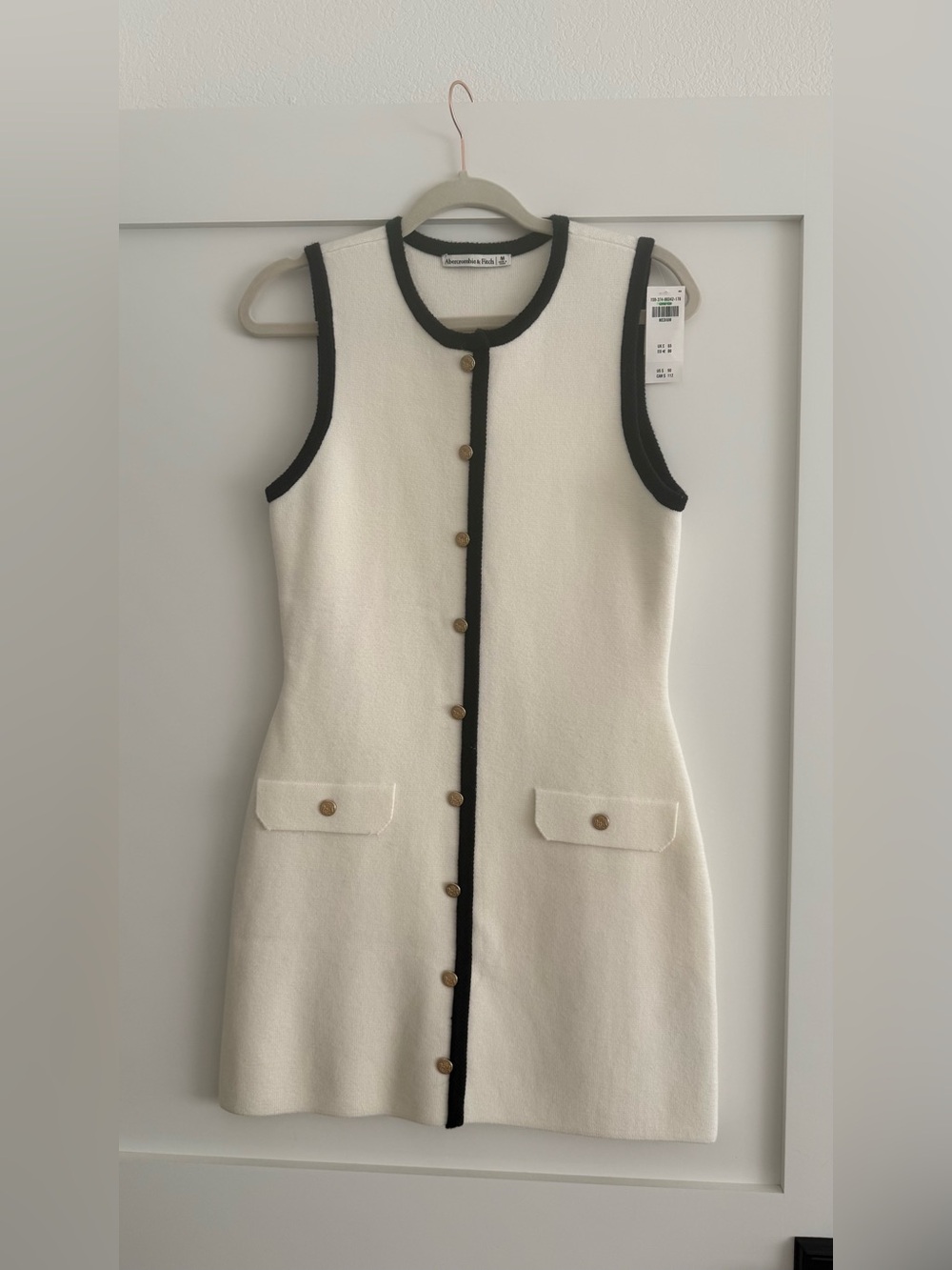 Abercrombie & Fitch Cream Mini Dress with Black Trim NWT